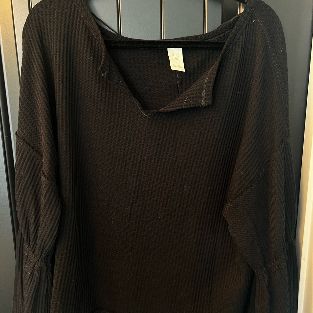 Free People Waffle Knit Blouse